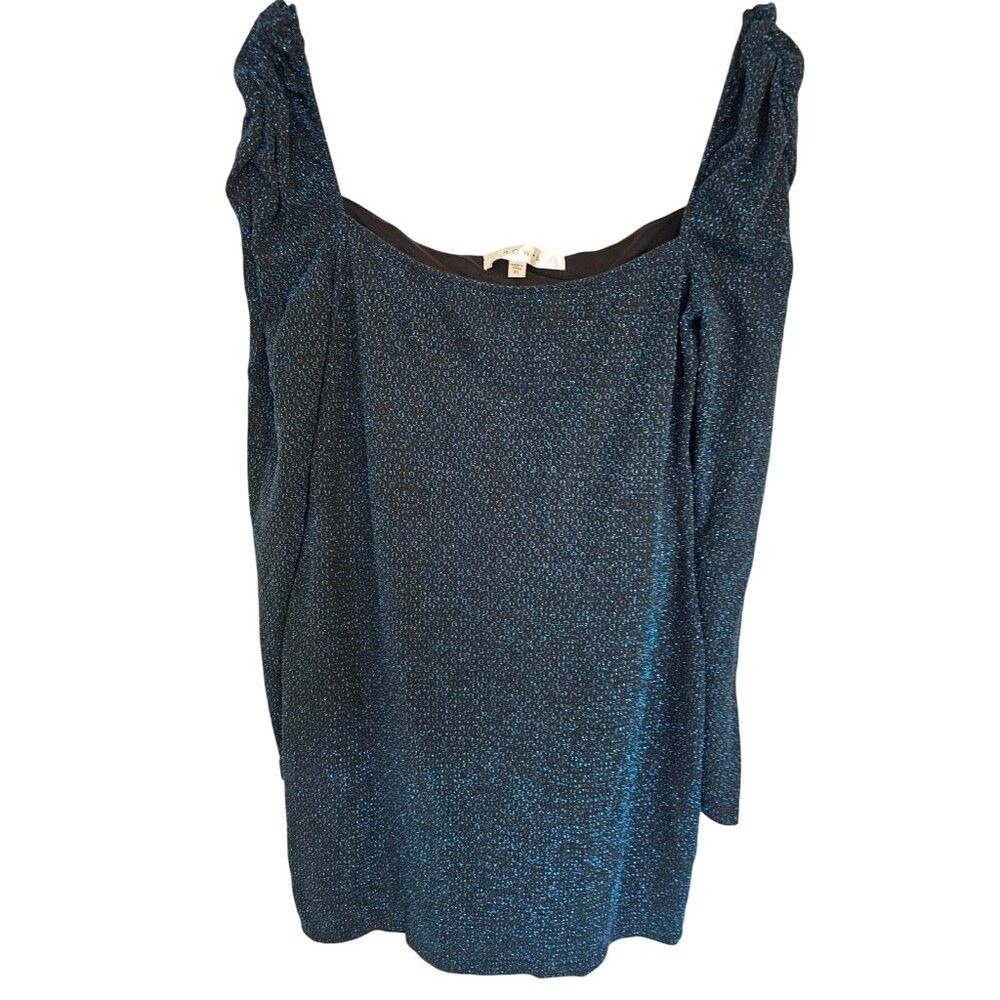 Rowa Mini Dress Size XL Glitter Turquoise black long‎ sleeve o